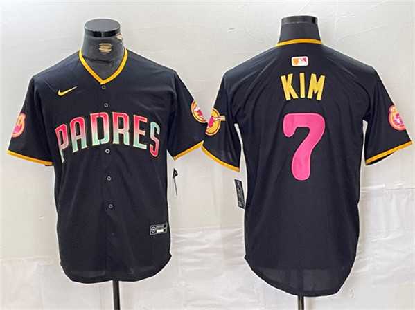 Mens San Diego Padres #7 Ha-Seong Kim Black Cool Base Stitched Baseball Jersey->san diego padres->MLB Jersey